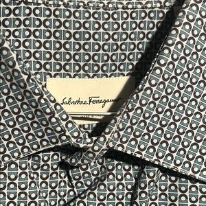 Salvatore Ferragamo Men's Geometric Blue Shirt